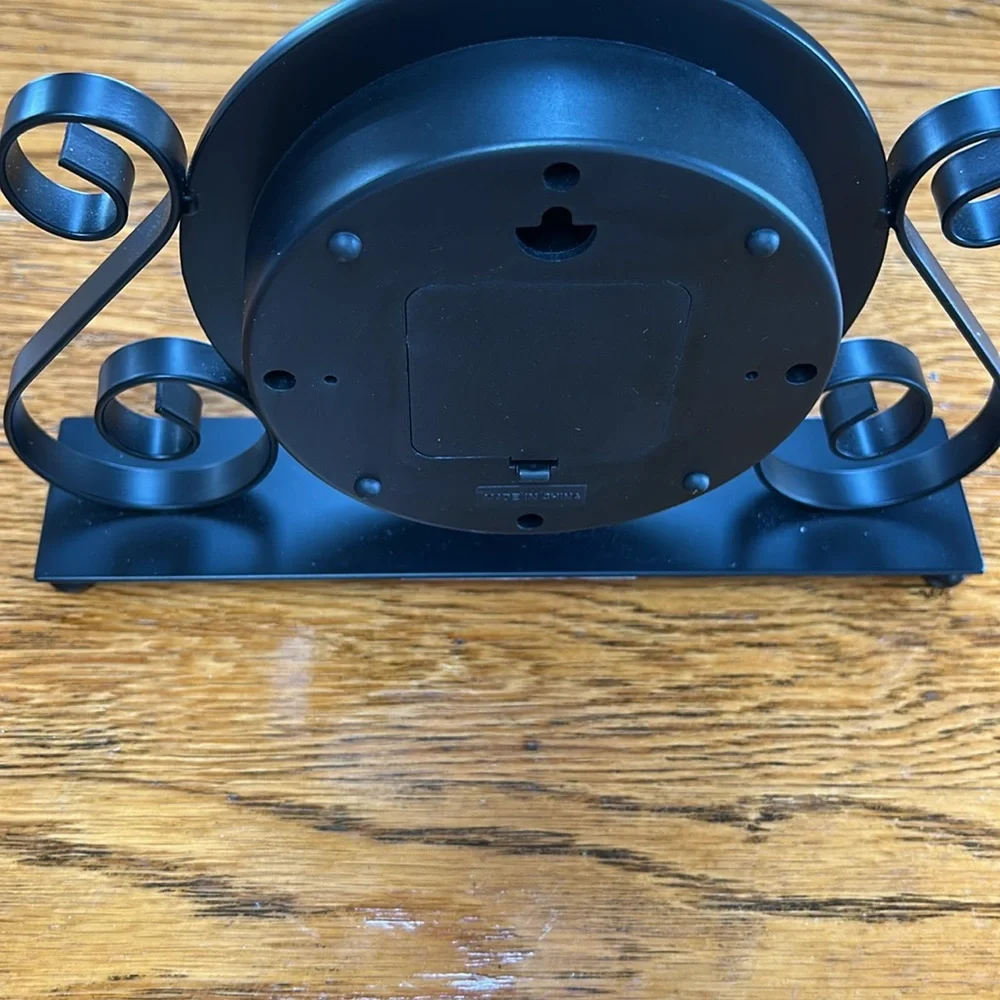Howard Miller Red Dial Black Metal Table Clock